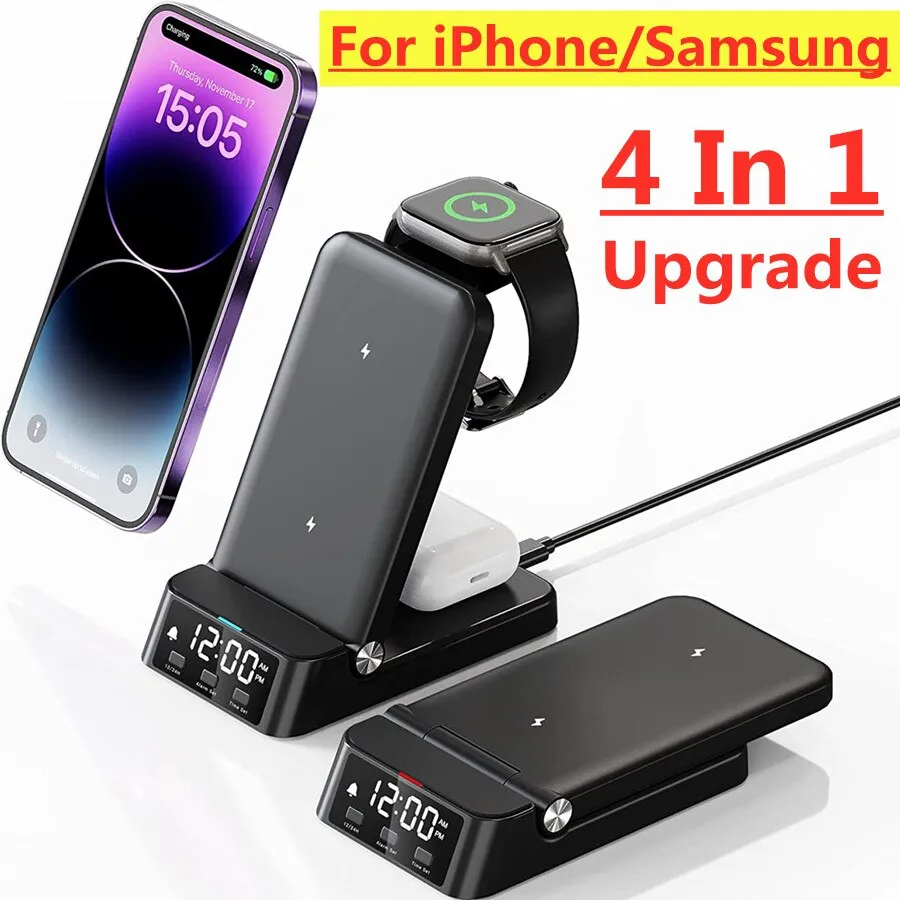 15W 4 In 1 Wireless Charger Stand For iPhone Samsung Watch Airpods