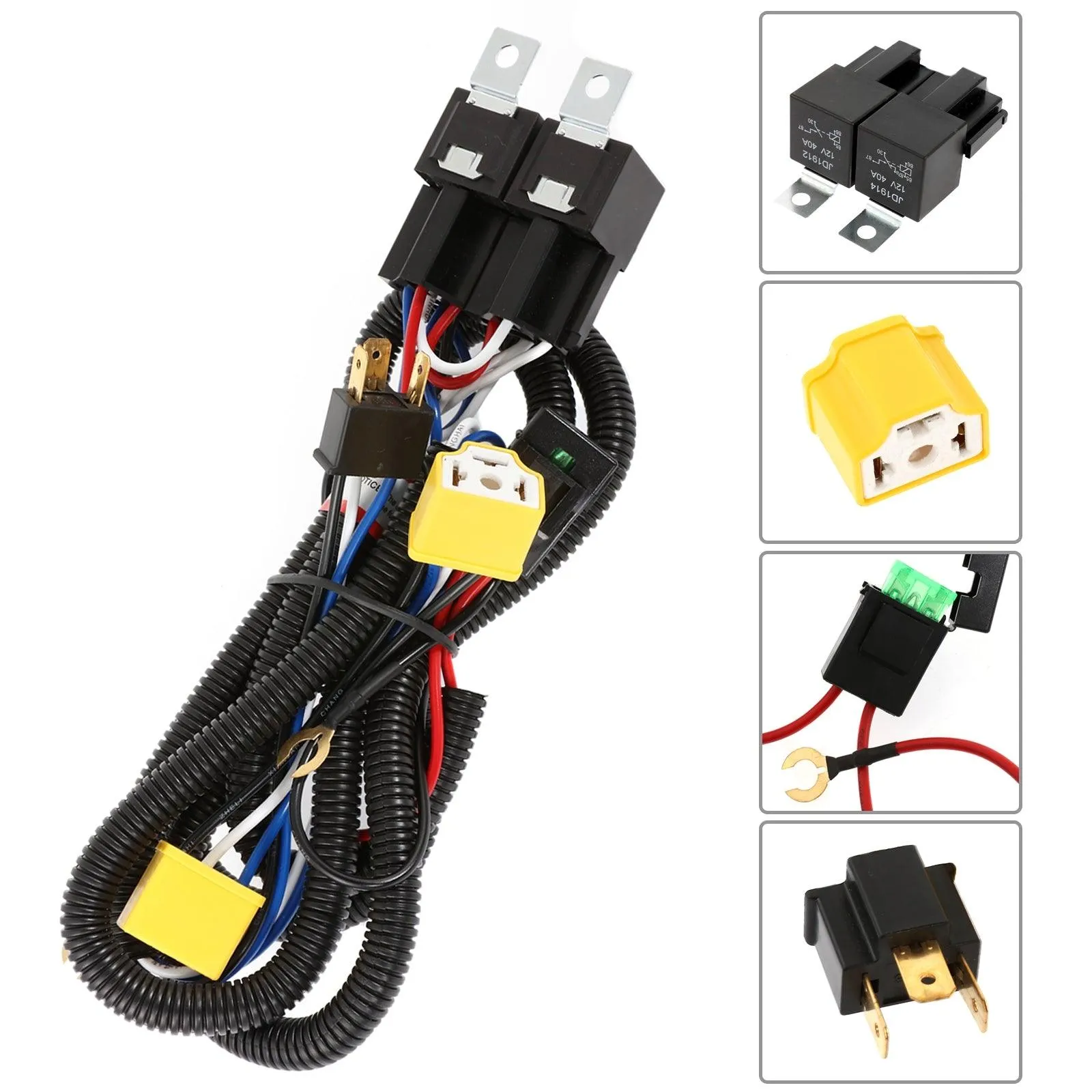 2 Leads H4 LED Headlight Brightness Intensifier Wiring Harness, 9003 Headlight Relay Harness Kit with Fuse for 5x7 7x6 H6054 6054 Headlight