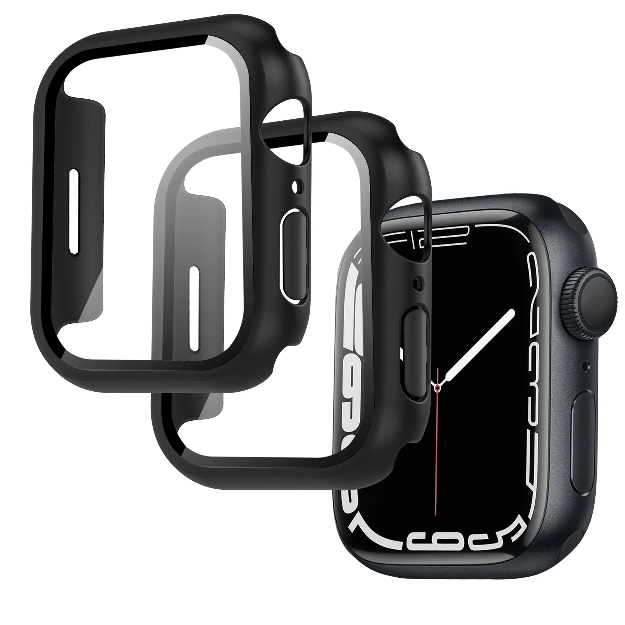 2 Pack Arae Hard PC Cases Tempered Glass Screen Protector for Apple Watch/iwatch Series 7 41mm Accessories Full Protective Coverage Defense Edge with High touch Sensitive Women Men