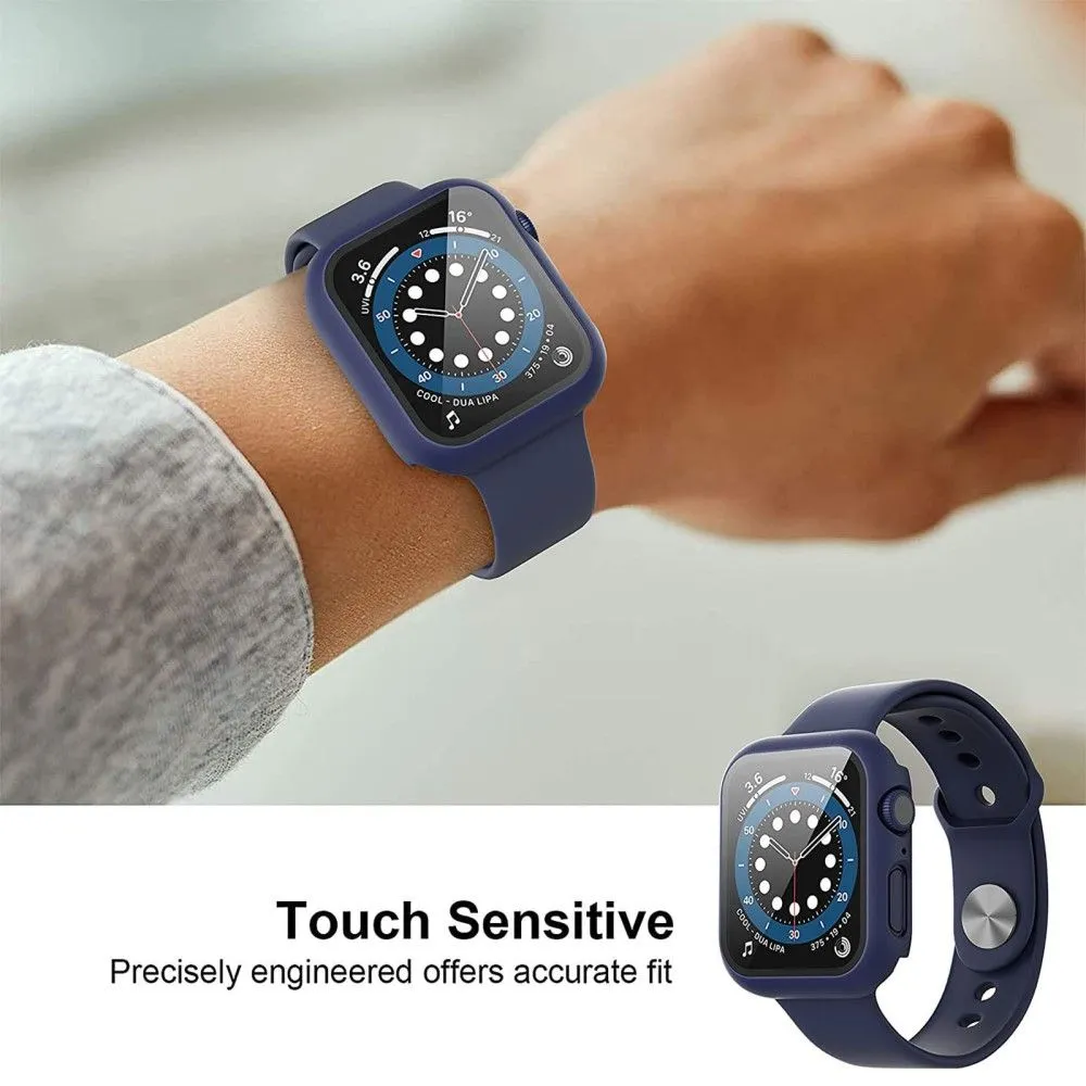 2Pcs Apple Watch (45mm) cover with tempered glass - Dark Blue