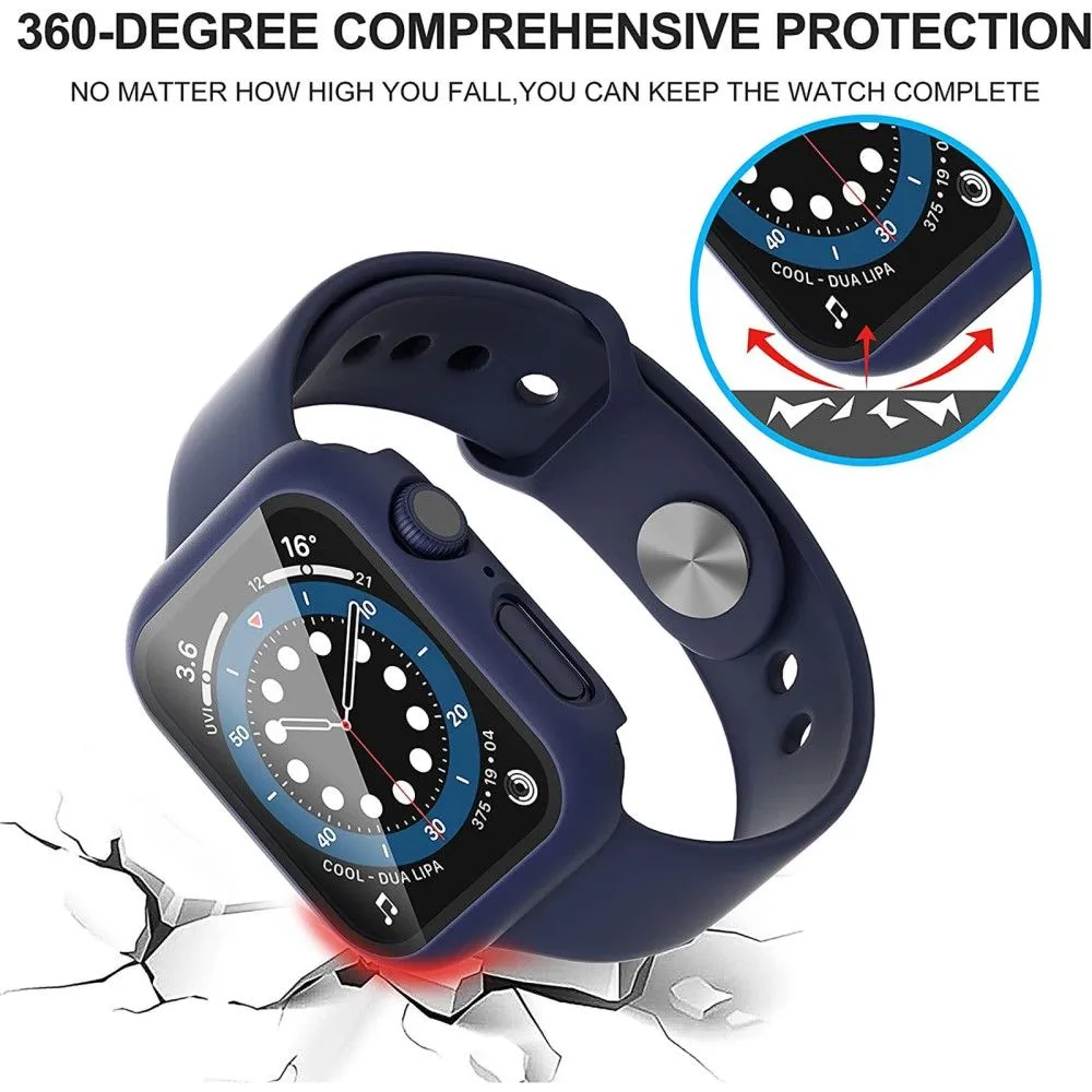 2Pcs Apple Watch (45mm) cover with tempered glass - Dark Blue