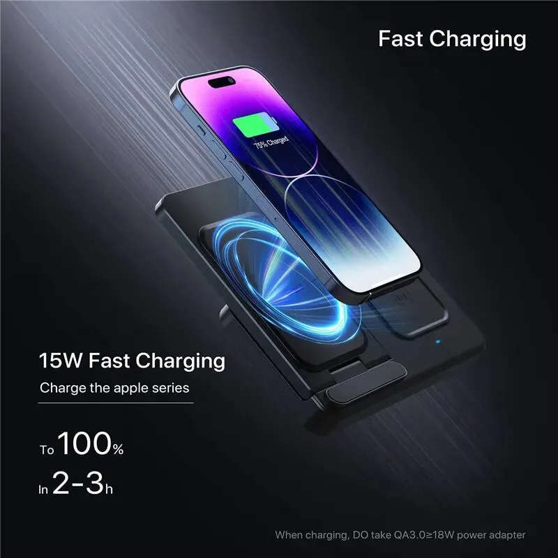 3 In 1 Wireless Charger Stand Pad For iPhone 14 13 12 11X8 Apple Watch 8 7 6 5 Airpods Foldable 15W Fast Charging Dock Station