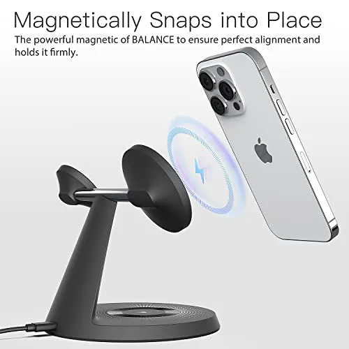 3 in 1 Wireless Charging Station for Apple Device: Fast Charging Station for iPhone and Watch with MagSafe, Stable Charger Stand for iPhone 12-15 & iWatch & AirPods