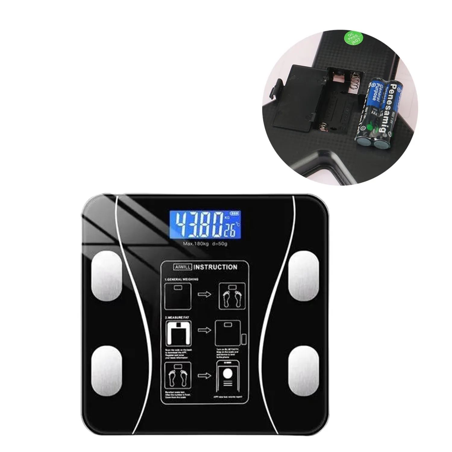 6326 Bluetooth Body Fat Scale Digital Smart Body Weight Scale iOS and Android App to Manage Body Weight, Body Fat, Water, Muscle Mass, BMI, BMR, Bone Mass and Visceral Fat with BMI Scale