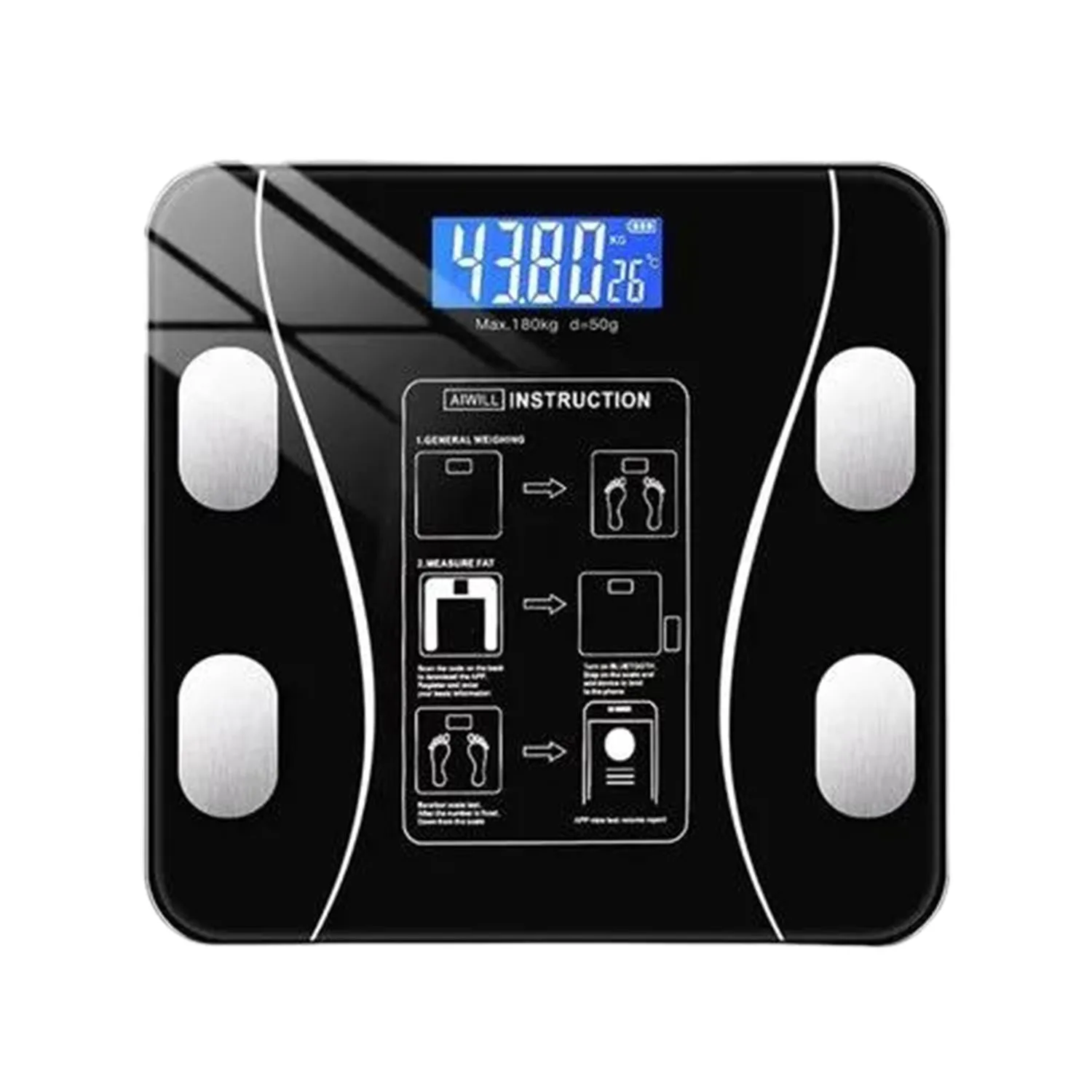 6326 Bluetooth Body Fat Scale Digital Smart Body Weight Scale iOS and Android App to Manage Body Weight, Body Fat, Water, Muscle Mass, BMI, BMR, Bone Mass and Visceral Fat with BMI Scale