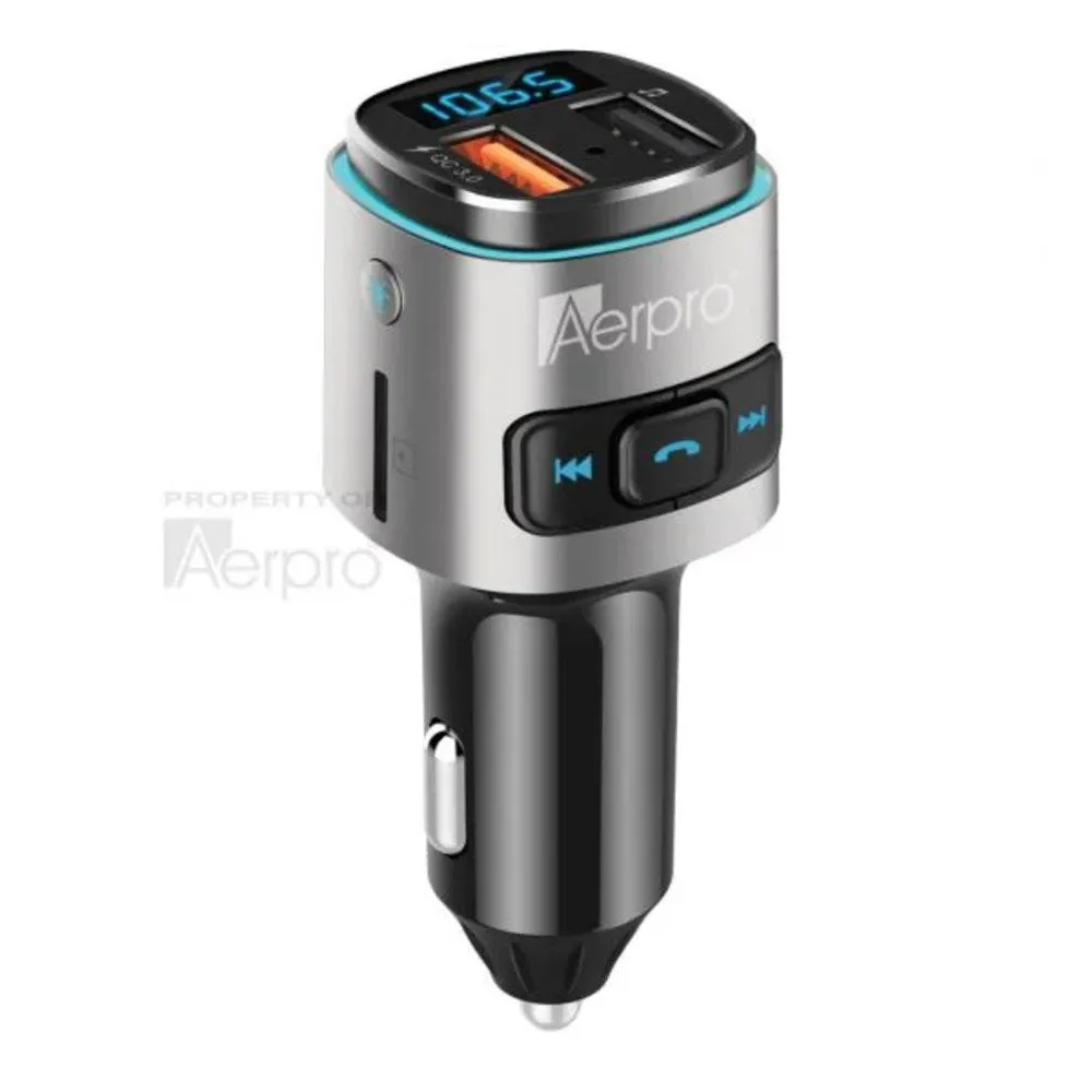 Aerpro Bluetooth FM Transmitter with Quick Charge 3.0 USB Output - APBT210