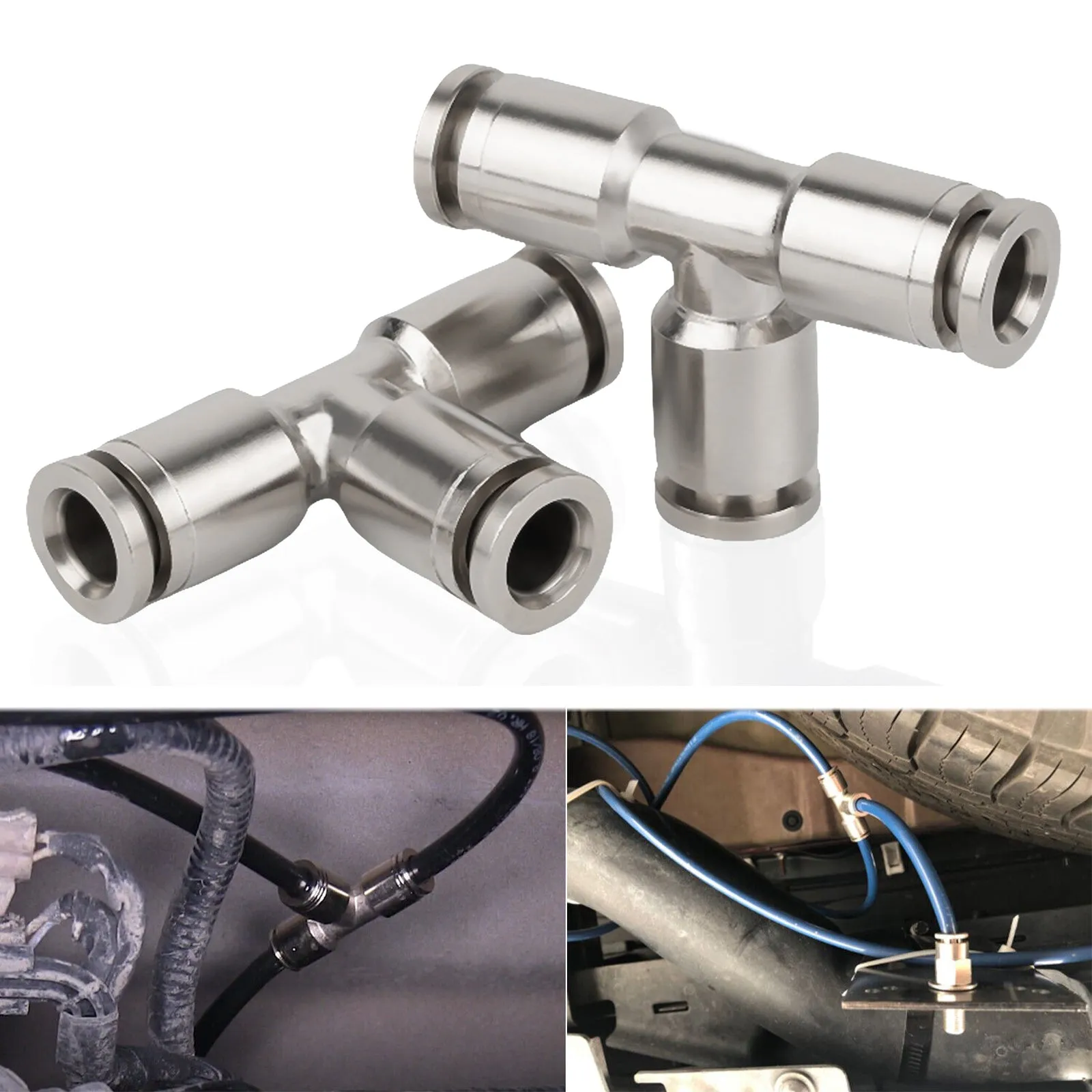 Air Line T-Fittings Union Tee 1/4" Coupler Push-To-Connect Fitting 21838 Air Suspension Fittings