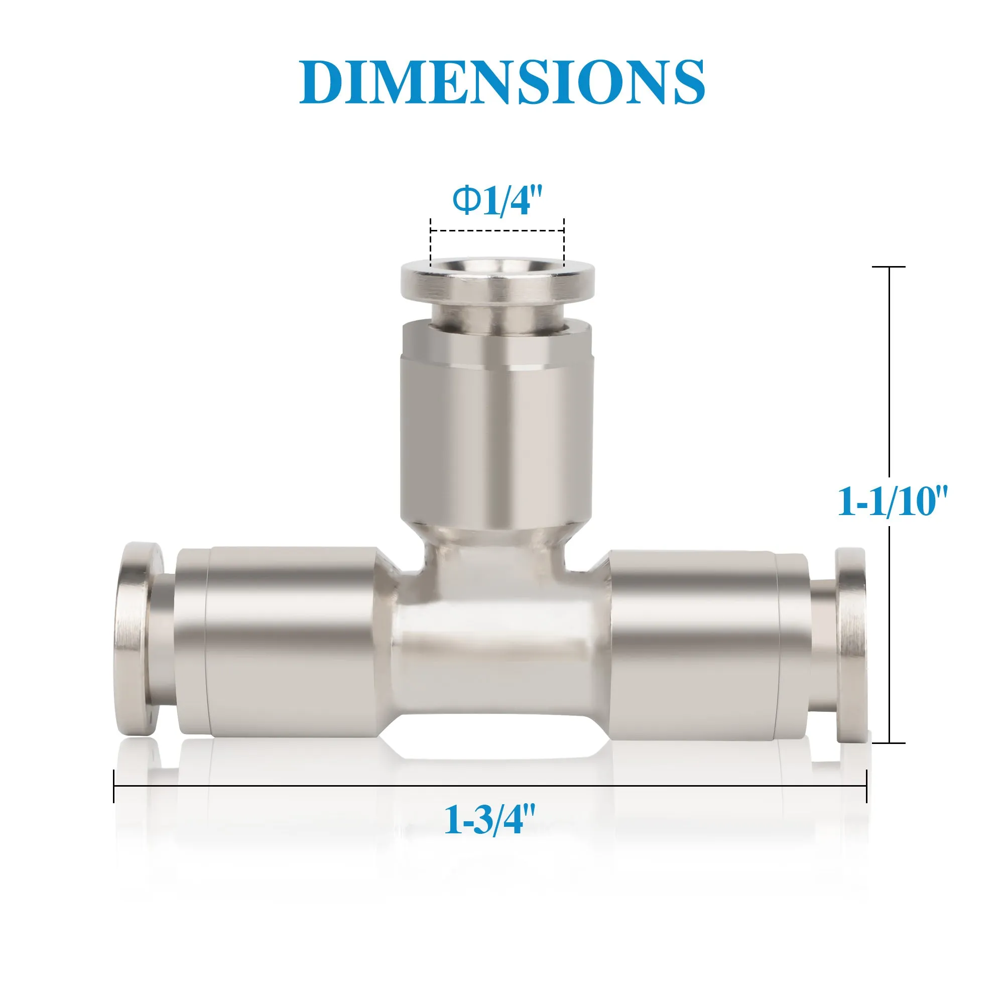 Air Line T-Fittings Union Tee 1/4" Coupler Push-To-Connect Fitting 21838 Air Suspension Fittings