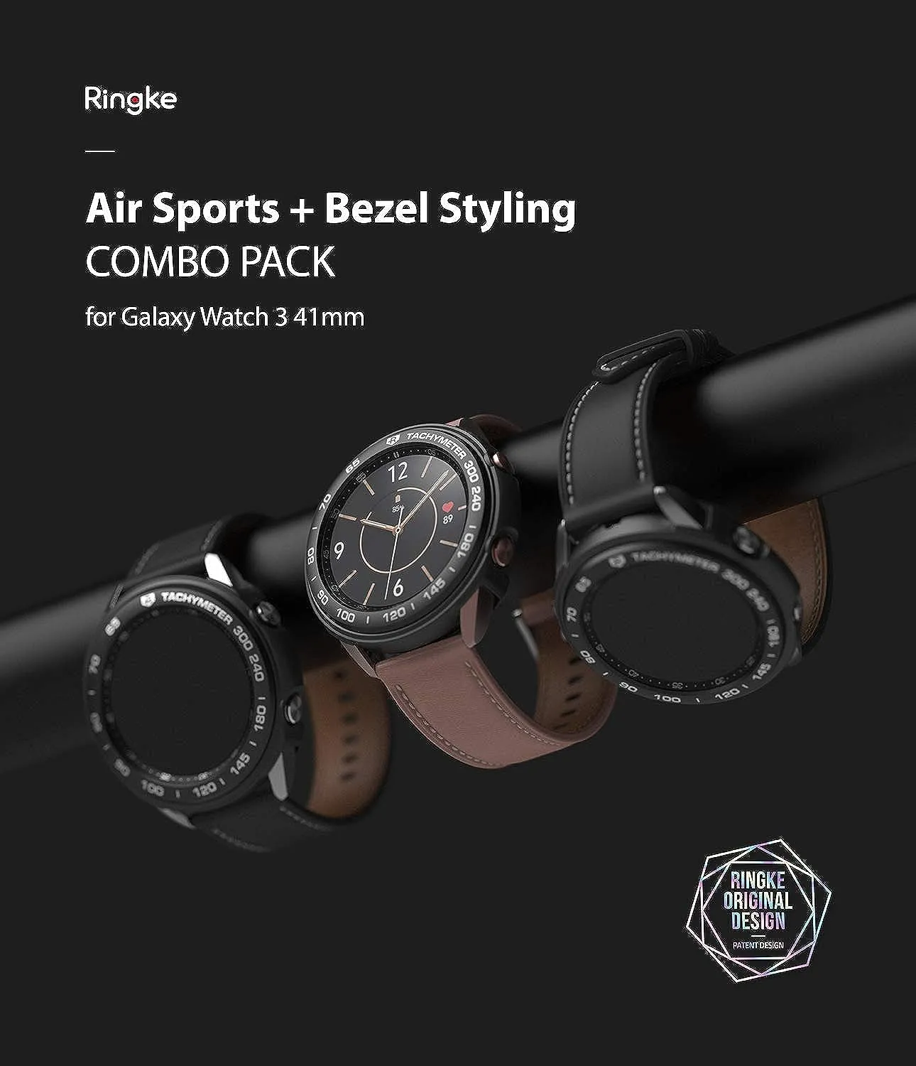 Air Sports   Bezel Styling Combo Case Designed for Galaxy Watch 3 41mm - Black