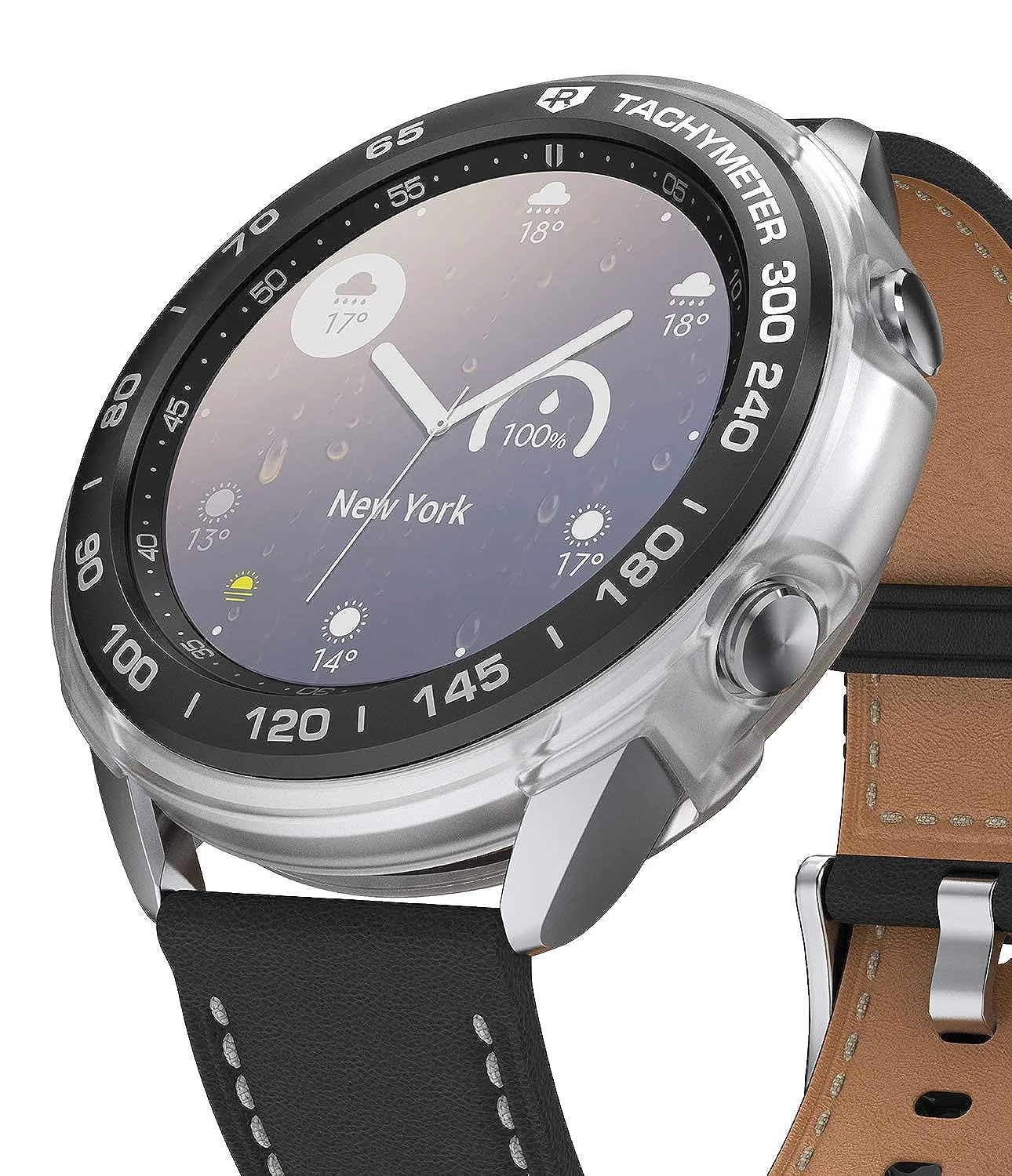 Air Sports   Bezel Styling Combo Case Designed for Galaxy Watch 3 41mm - Matte Clear