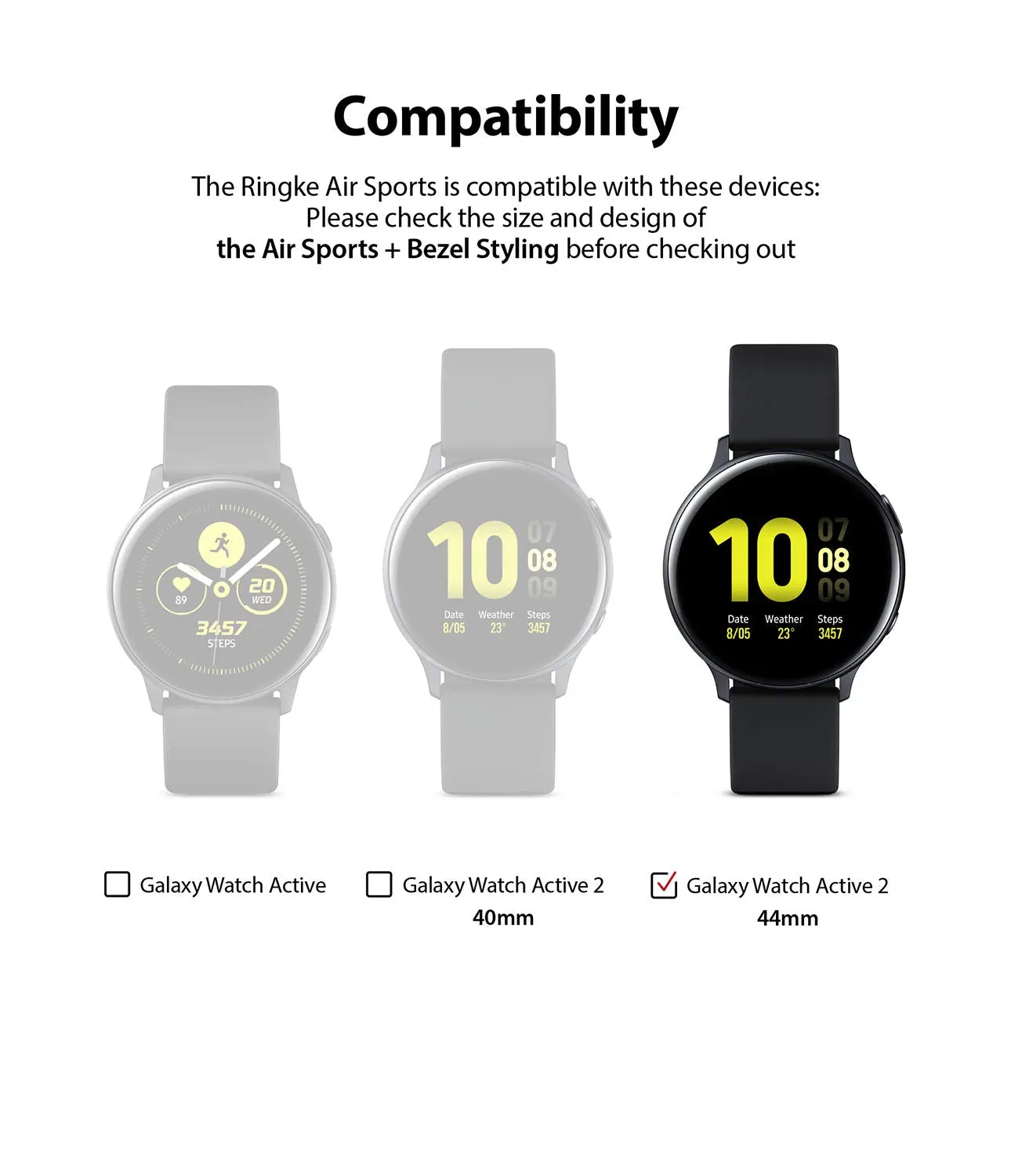 Air Sports   Bezel Styling Combo Case Designed for Galaxy Watch Active 2 44mm - Matte Clear / 31