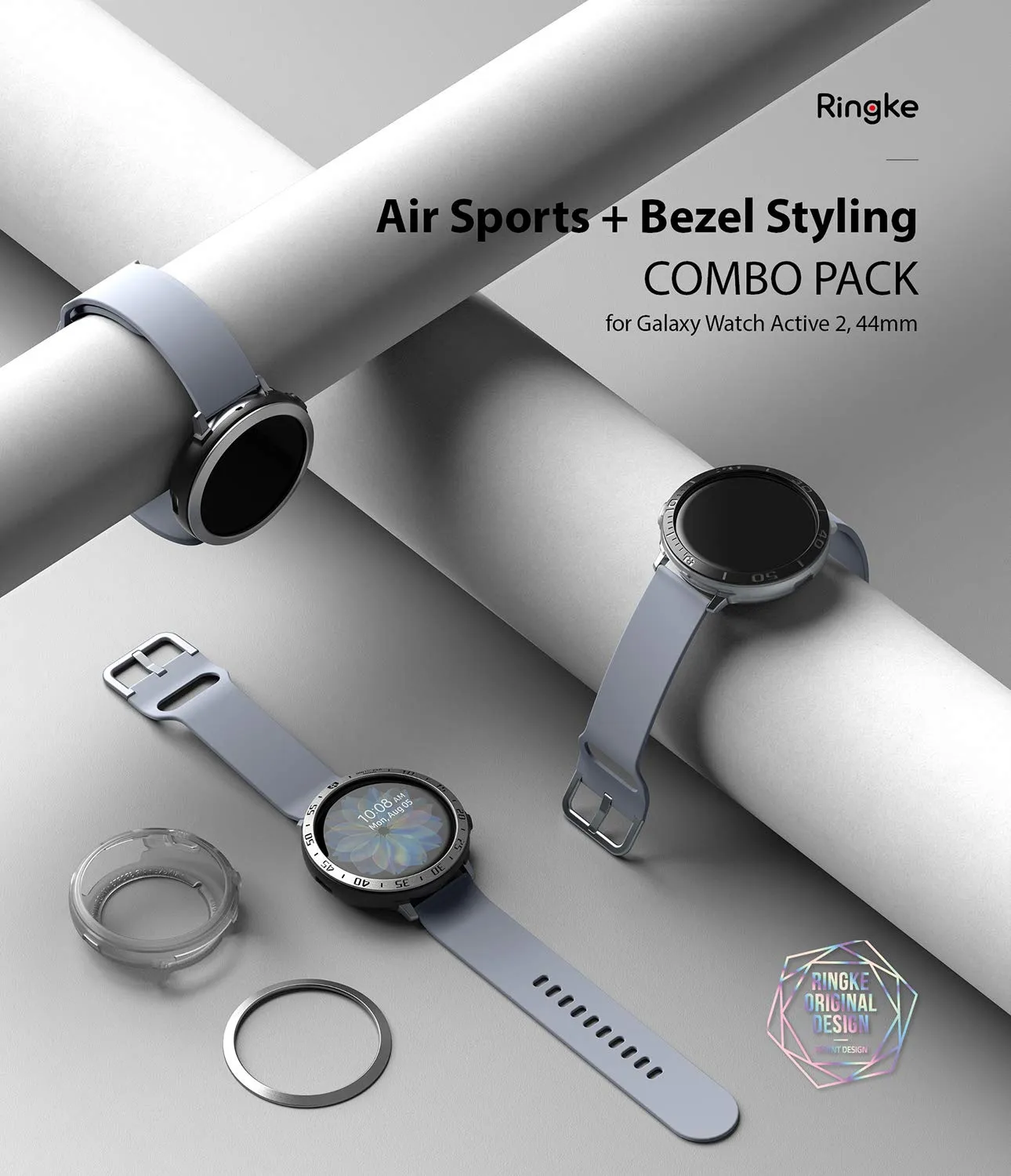 Air Sports   Bezel Styling Combo Case Designed for Galaxy Watch Active 2 44mm - Matte Clear / 31