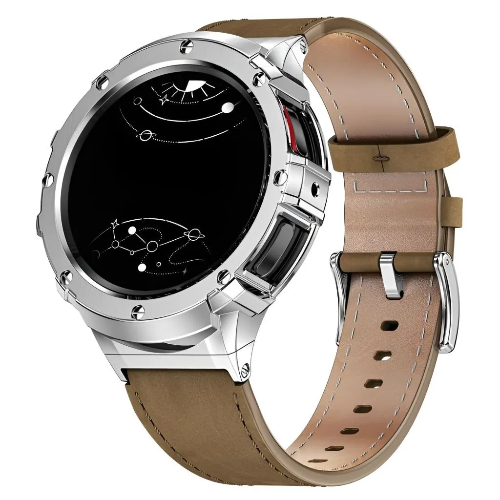 Amara Leather Band With Stainless Steel Bumper Case For Galaxy 5 Pro