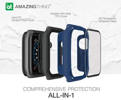 AmazingThing Impact Shield Pro for Apple Watch for Series SE - 6 - 5 - 4 ( 44mm) - Anti Bacterial proctective case with screen protector - Alaskan Blue (Barcode: 4892878064101 )