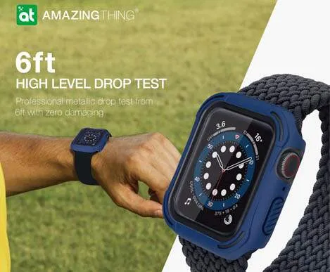 AmazingThing Impact Shield Pro for Apple Watch for Series SE - 6 - 5 - 4 ( 44mm) - Anti Bacterial proctective case with screen protector - Alaskan Blue (Barcode: 4892878064101 )