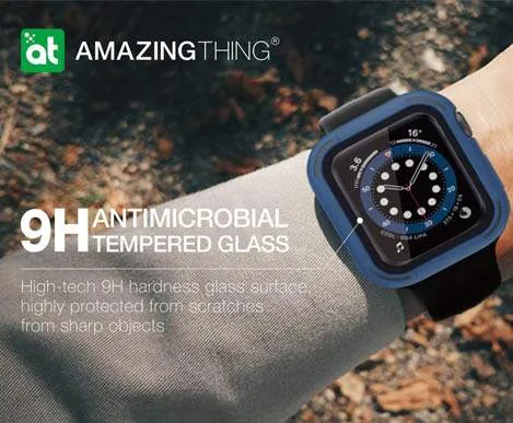 AmazingThing Impact Shield Pro for Apple Watch for Series SE - 6 - 5 - 4 ( 44mm) - Anti Bacterial proctective case with screen protector - Matte Black (Barcode: 4892878064095)