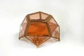 Amber Tinted French Victorian Rare Jewelry Box - Reserved