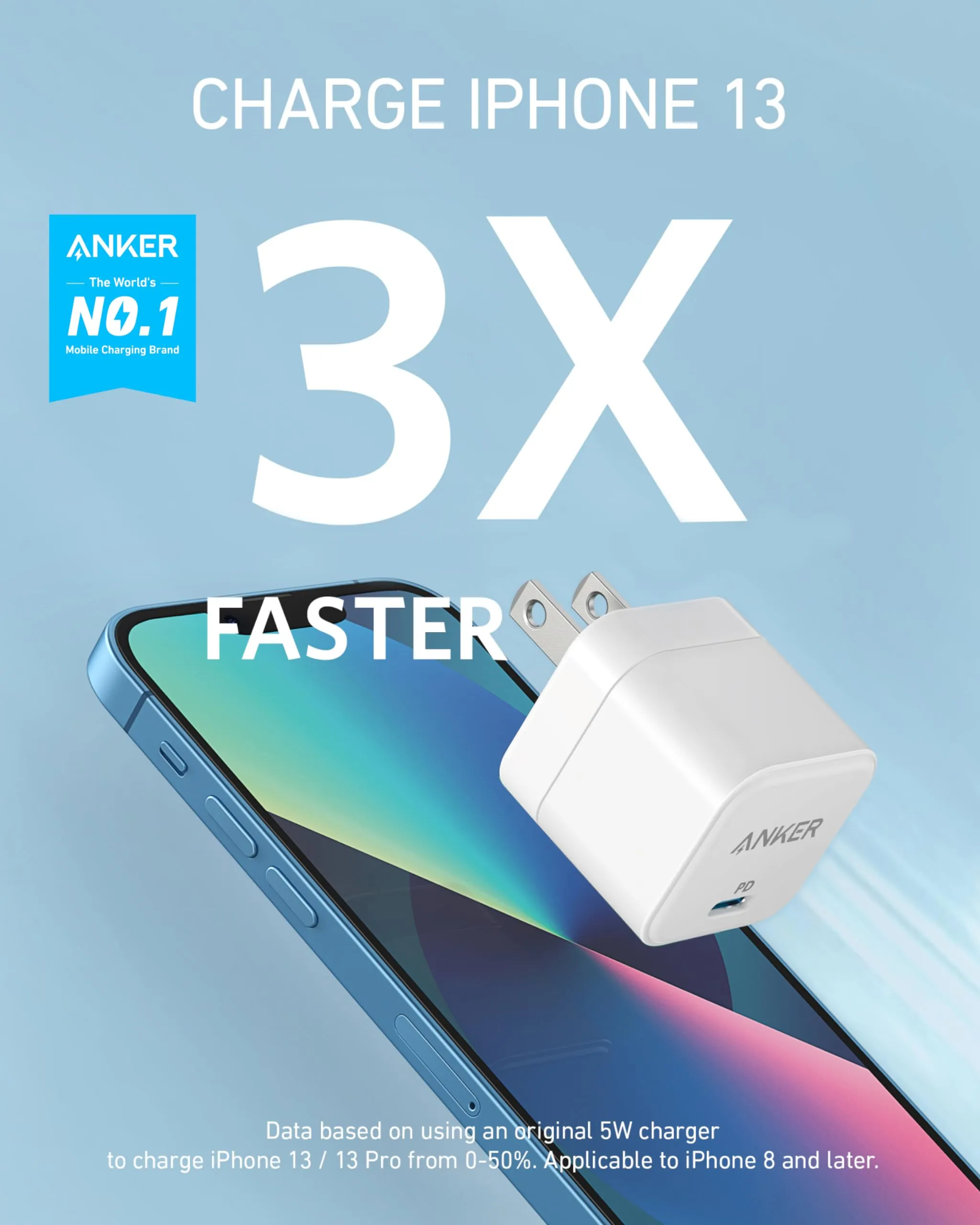 Anker USB C Charger with Foldable Plug, 20W USB C Charger Block for iPhone 16 / 15 and More Series, Galaxy, Pixel, iPad (Cable Not Included, 2 Pack)