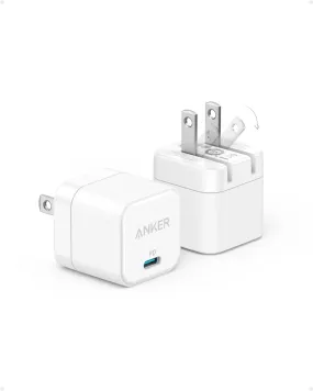 Anker USB C Charger with Foldable Plug, 20W USB C Charger Block for iPhone 16 / 15 and More Series, Galaxy, Pixel, iPad (Cable Not Included, 2 Pack)