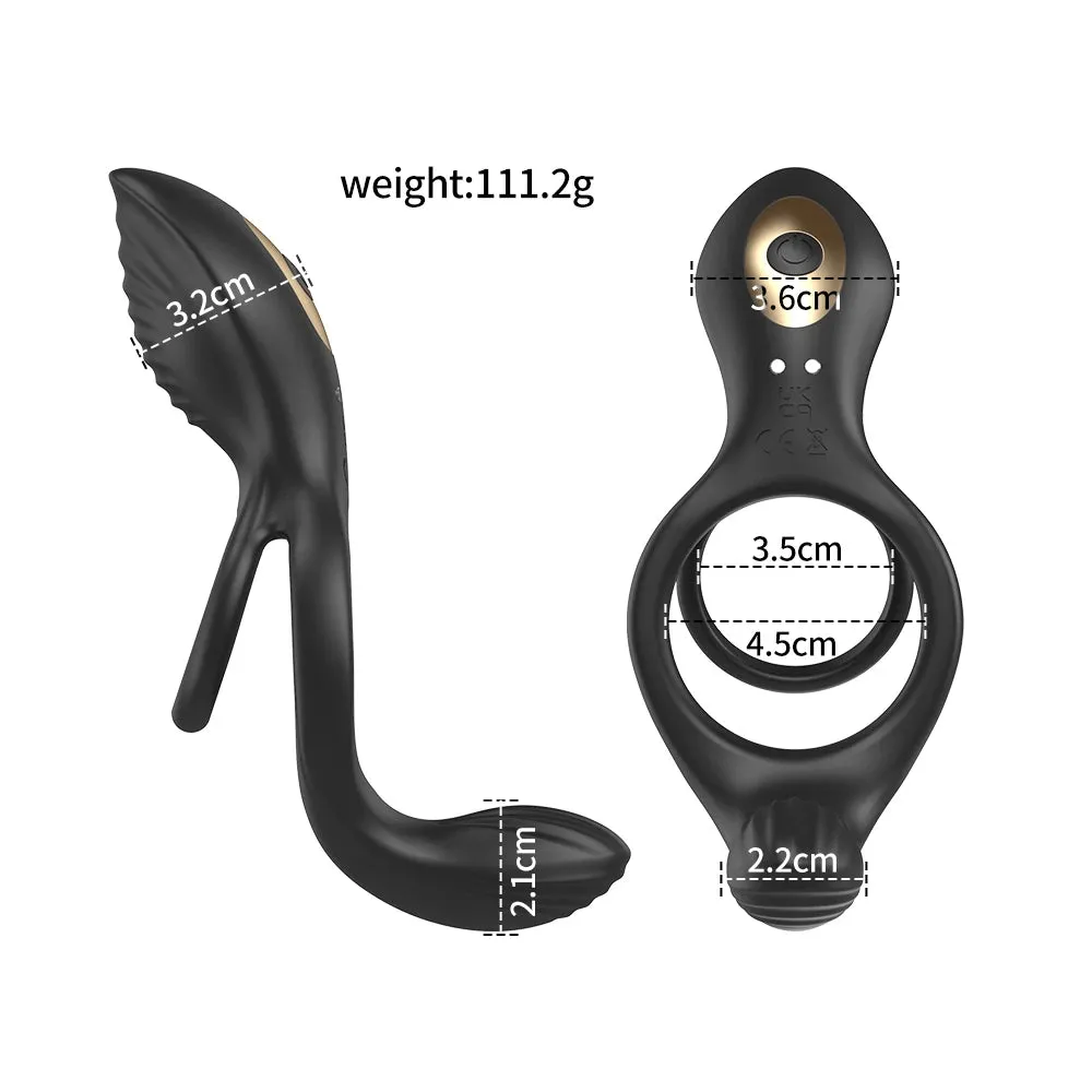 APP Remote Controlled Vibrating Cock Ring Male Sex Toys - Dual Rings Penis Massage Trainer