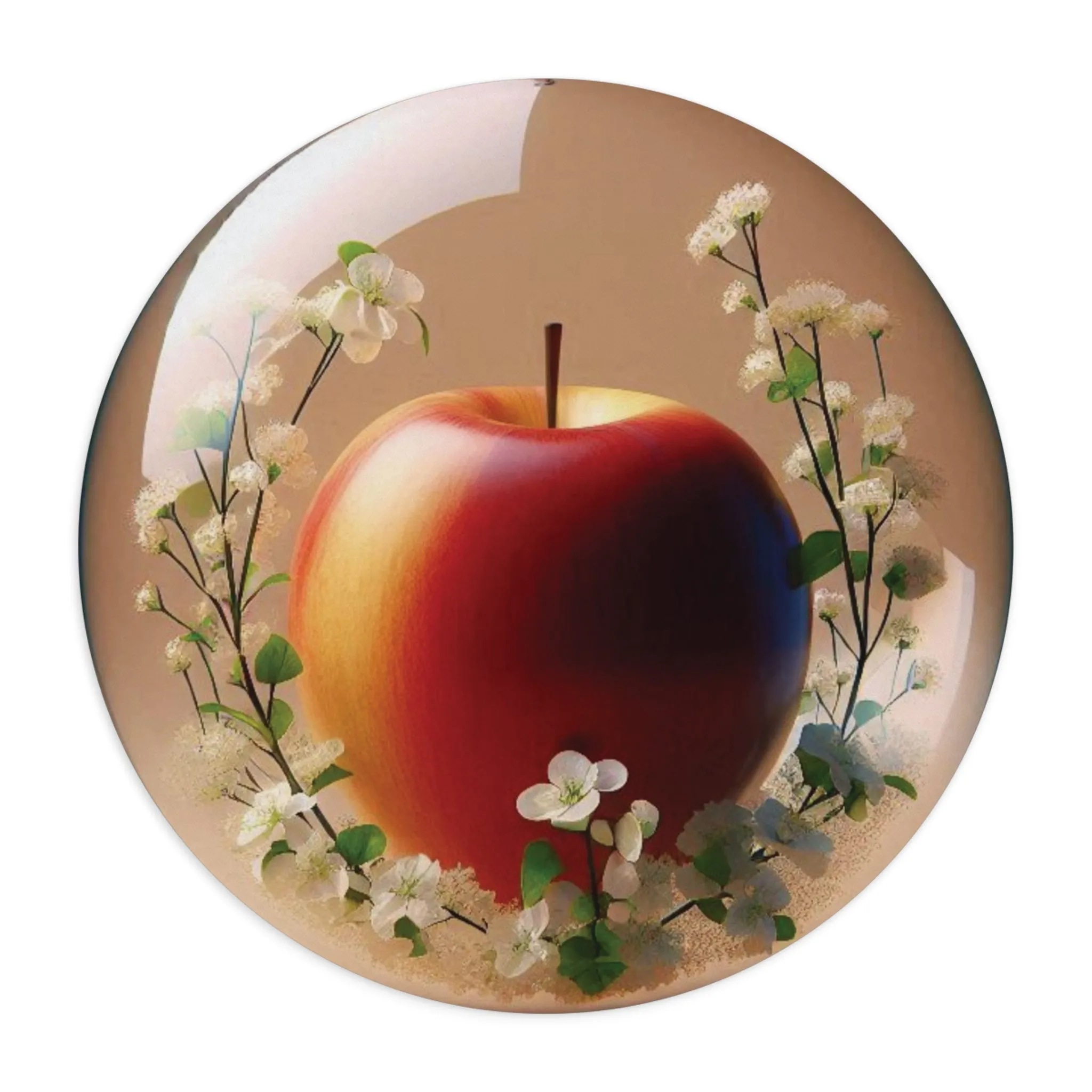 Apple and white flowers in a sphere with glow effect Mouse Pad