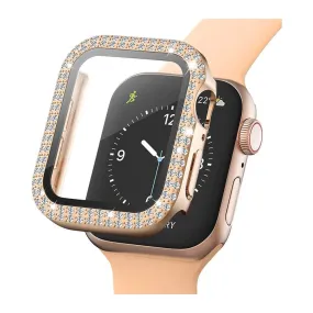 Apple Watch (44mm) Hårdt Plast Case m. Indbygget Skærmbeskyttelse - Rose Gold & Rhinsten