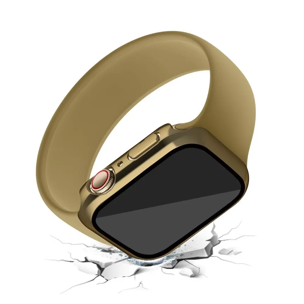 Apple Watch (45mm) electroplating cover with tempered glass - Gold