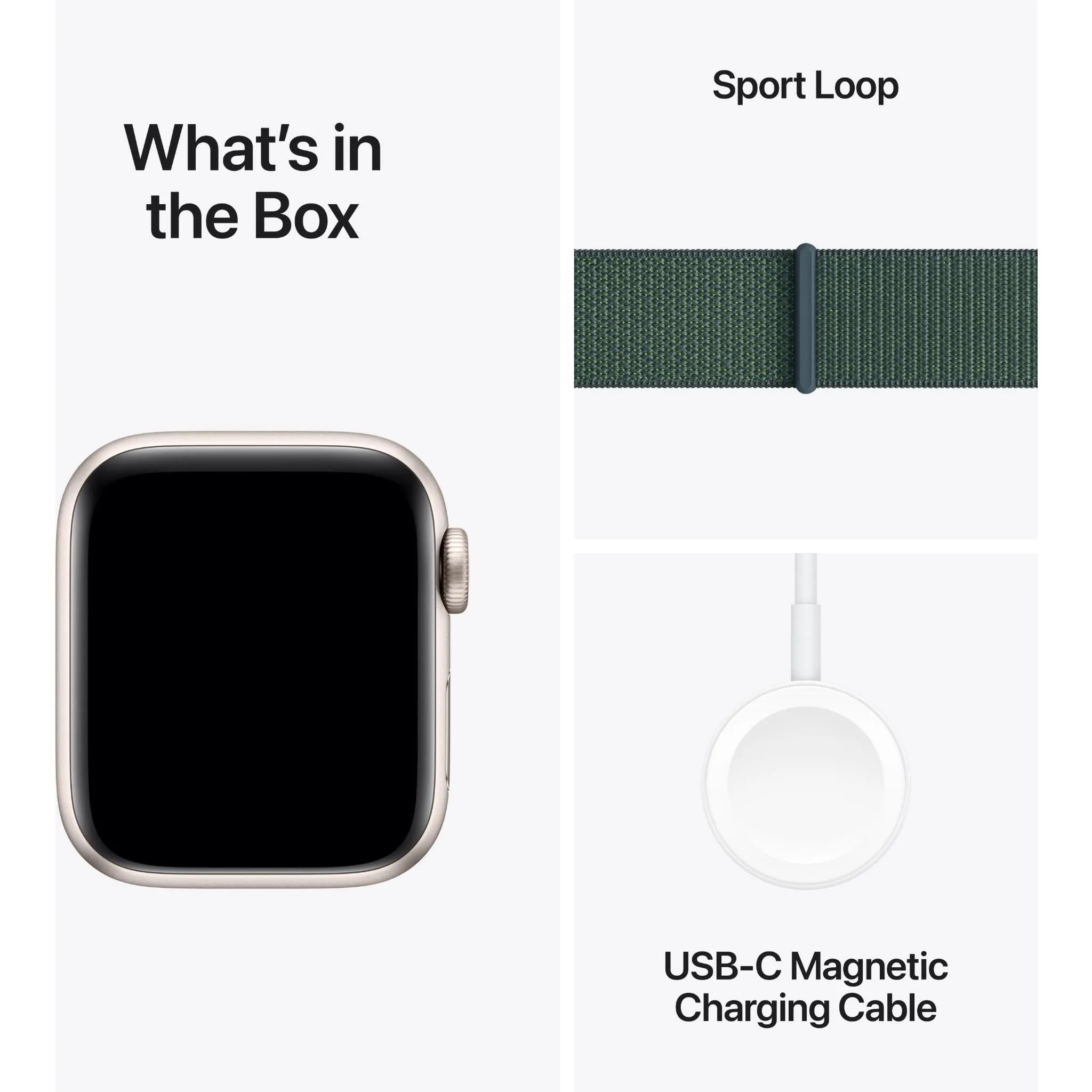 Apple Watch SE  40mm Starlight Aluminium Case GPS Sport Loop (Lake Green) [2024]