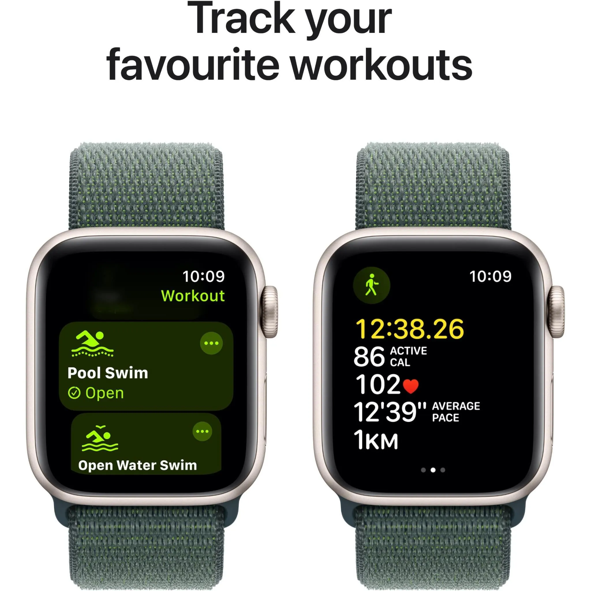 Apple Watch SE  40mm Starlight Aluminium Case GPS Sport Loop (Lake Green) [2024]