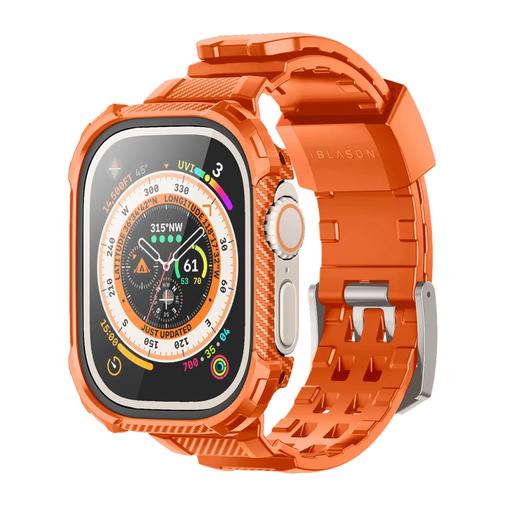 Apple Watch Ultra 49mm Armorbox Case with Tempered Glass Screen Protectors(open box)  - Orange