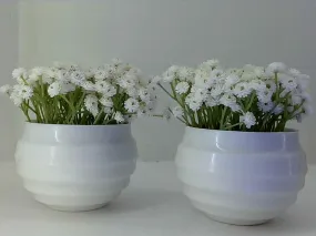 Artificial Baby Breath Flowers in White Ceramic Pots Set of 2