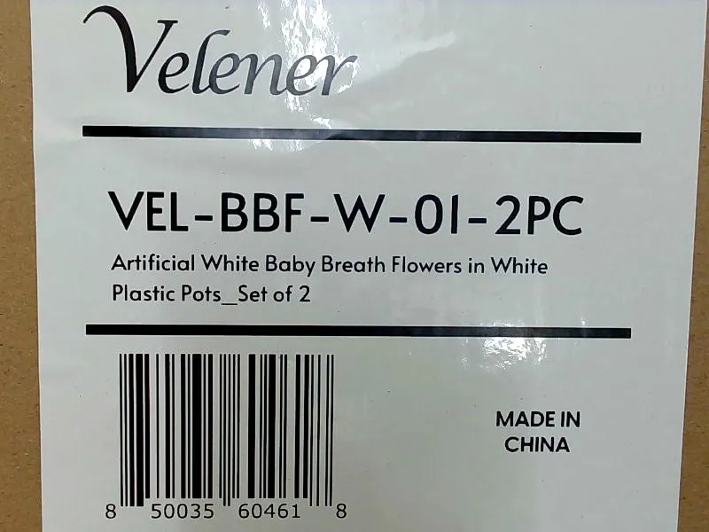 Artificial Baby Breath Flowers in White Ceramic Pots Set of 2