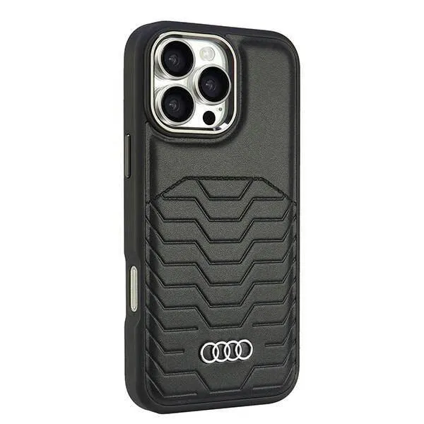 Audi Synthetic Leather Hardcase with MagSafe for iPhone 16 Pro Max 6.9" Black - AU-TPUPCMIP16PM-GT/D3-BK