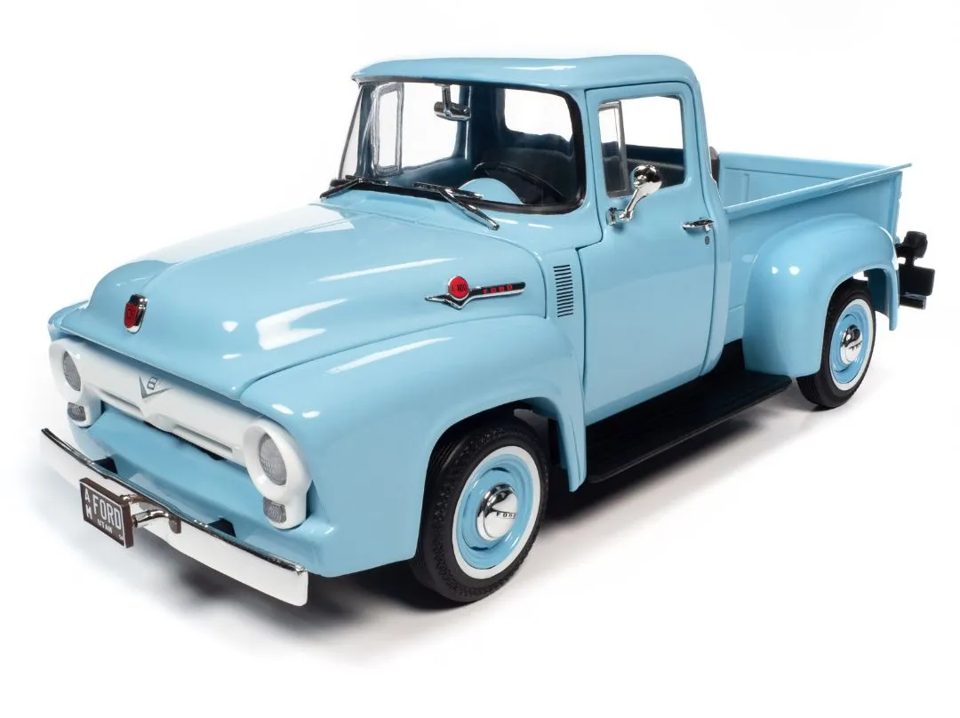 AutoWorld 1/18 1956 Ford F100 Pickup Mild Custom (Diamond Blue)