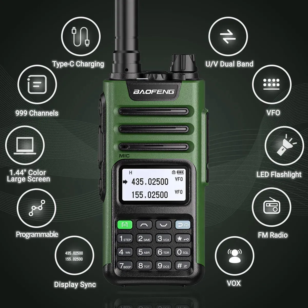 Baofeng UV 13 PRO V1 Walkie Talkie High Power 16 KM Long Range USB Charger 999CH Two Way Radio Dual Band UHF VHF UV 5R Radio