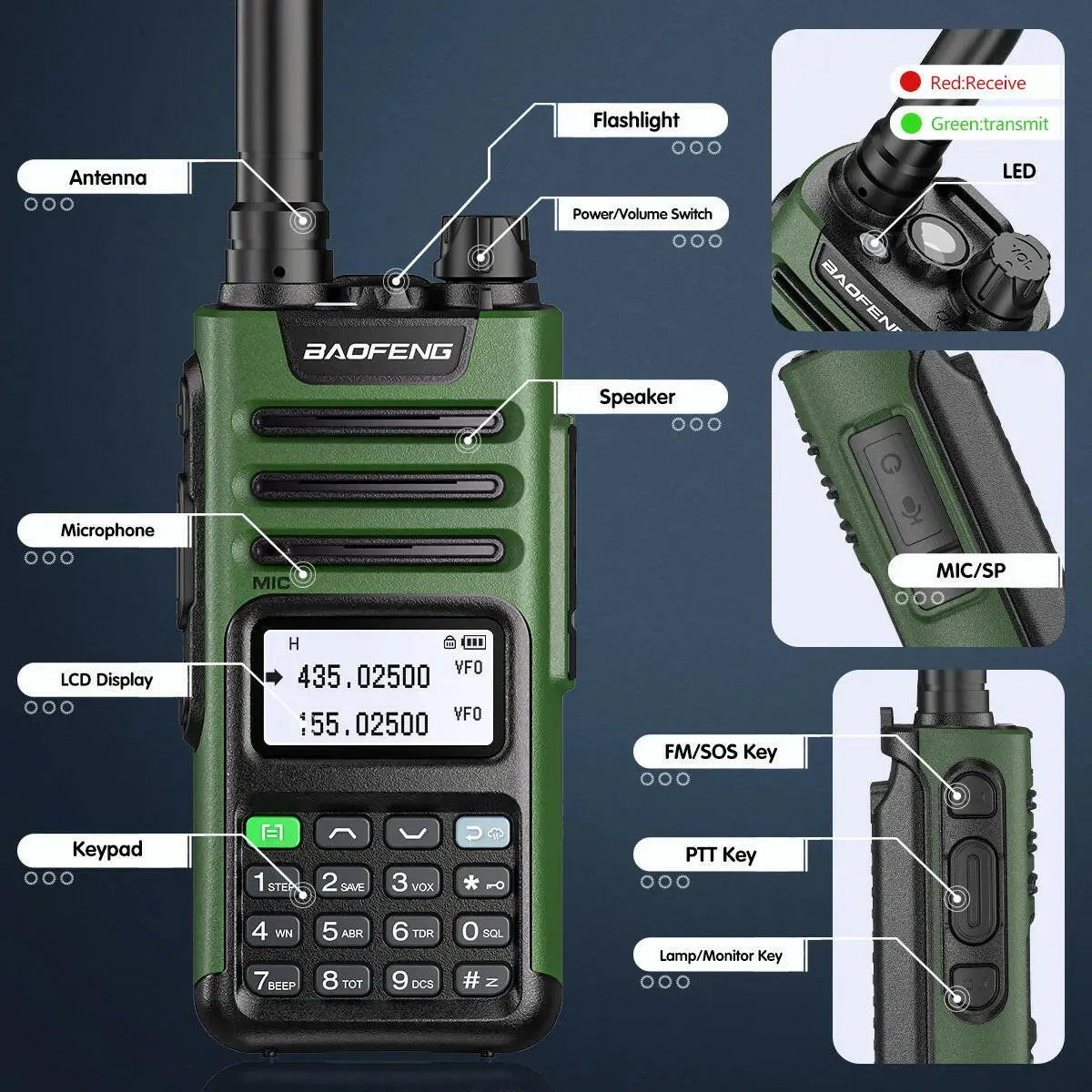 Baofeng UV 13 PRO V1 Walkie Talkie High Power 16 KM Long Range USB Charger 999CH Two Way Radio Dual Band UHF VHF UV 5R Radio