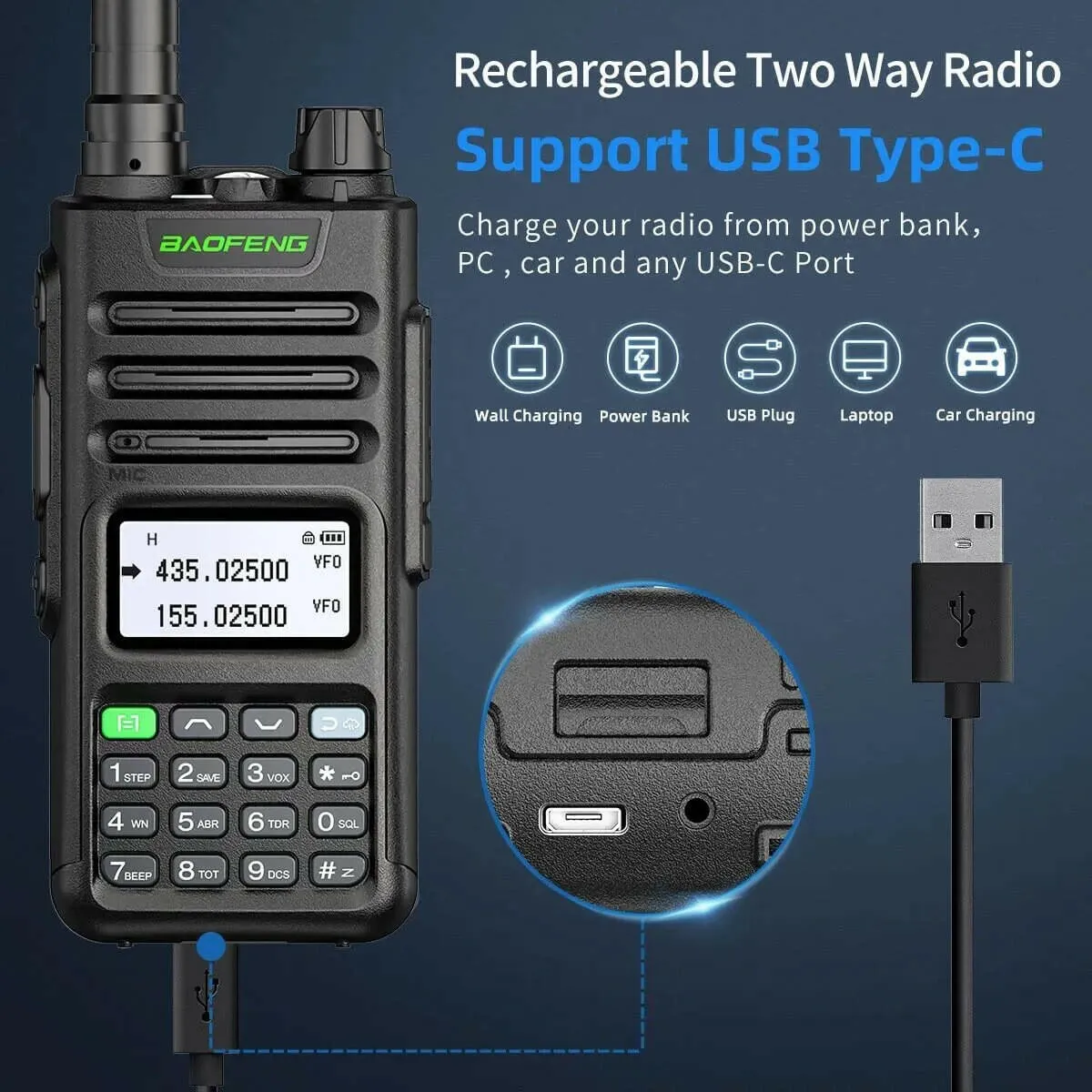 Baofeng UV 13 PRO V1 Walkie Talkie High Power 16 KM Long Range USB Charger 999CH Two Way Radio Dual Band UHF VHF UV 5R Radio