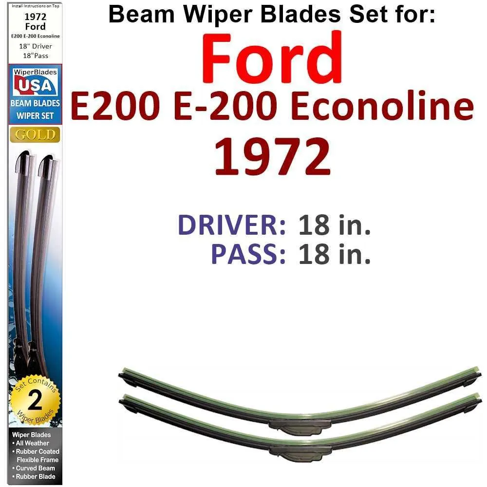 Beam Wiper Blades for 1972 Ford E200 E-200 Econoline (Set of 2)