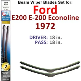 Beam Wiper Blades for 1972 Ford E200 E-200 Econoline (Set of 2)