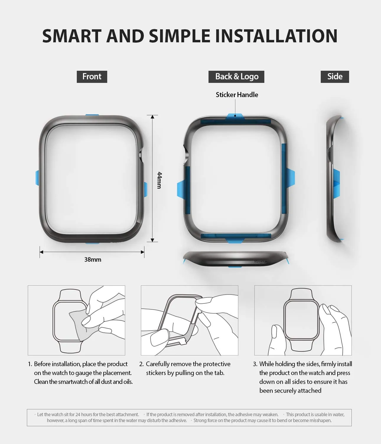 Bezel Styling for Apple Watch 44mm for Series 4 / 5 / 6 / SE - 44  (ST) - Matte Grey