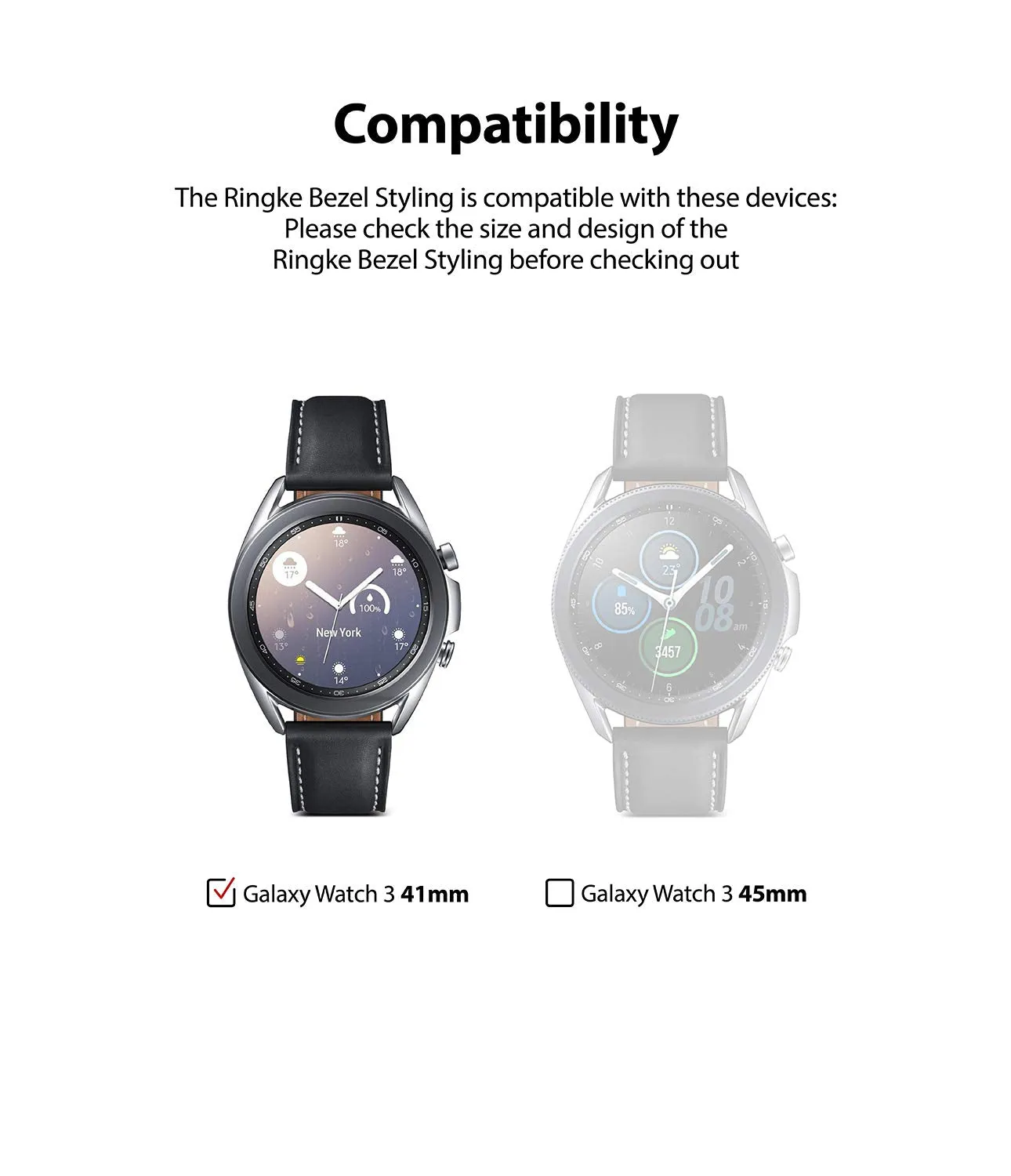 Bezel Styling for Galaxy Watch 3 41mm - Black [41-10] [Stainless Steel]