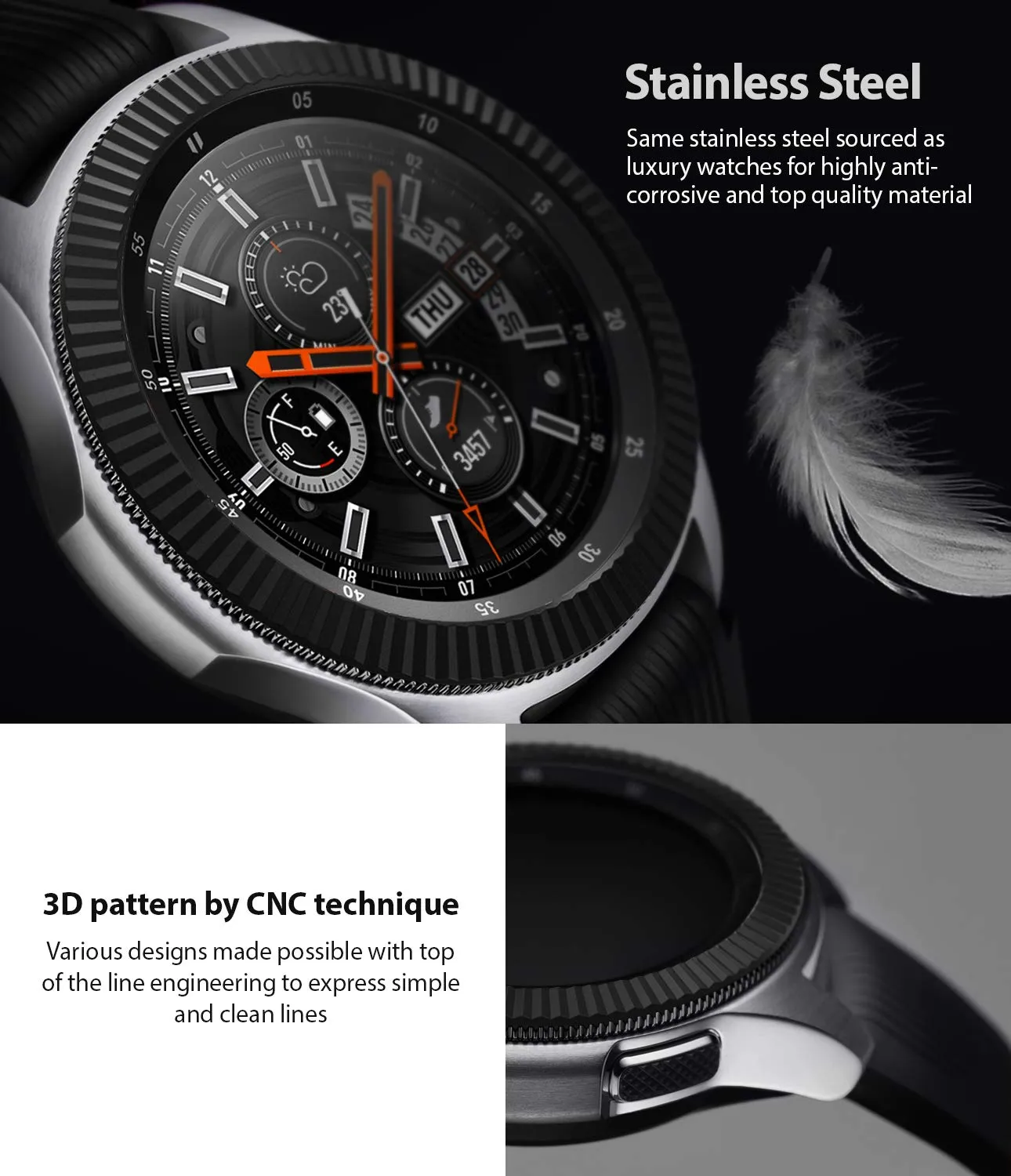 Bezel Styling for Galaxy Watch 46mm / Galaxy Gear S3 Frontier - GW-46-05  [Stainless Steel]