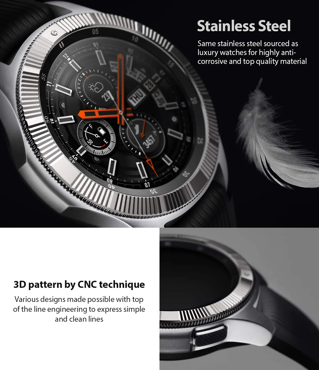 Bezel Styling for Galaxy Watch 46mm / Galaxy Gear S3 Frontier - [Stainless Steel]