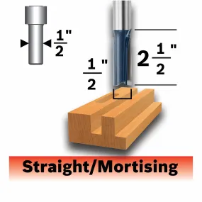 BOSCH 85252MC 1/2 In. x 2-1/2 In. Carbide-Tipped Double-Flute Straight Router Bit