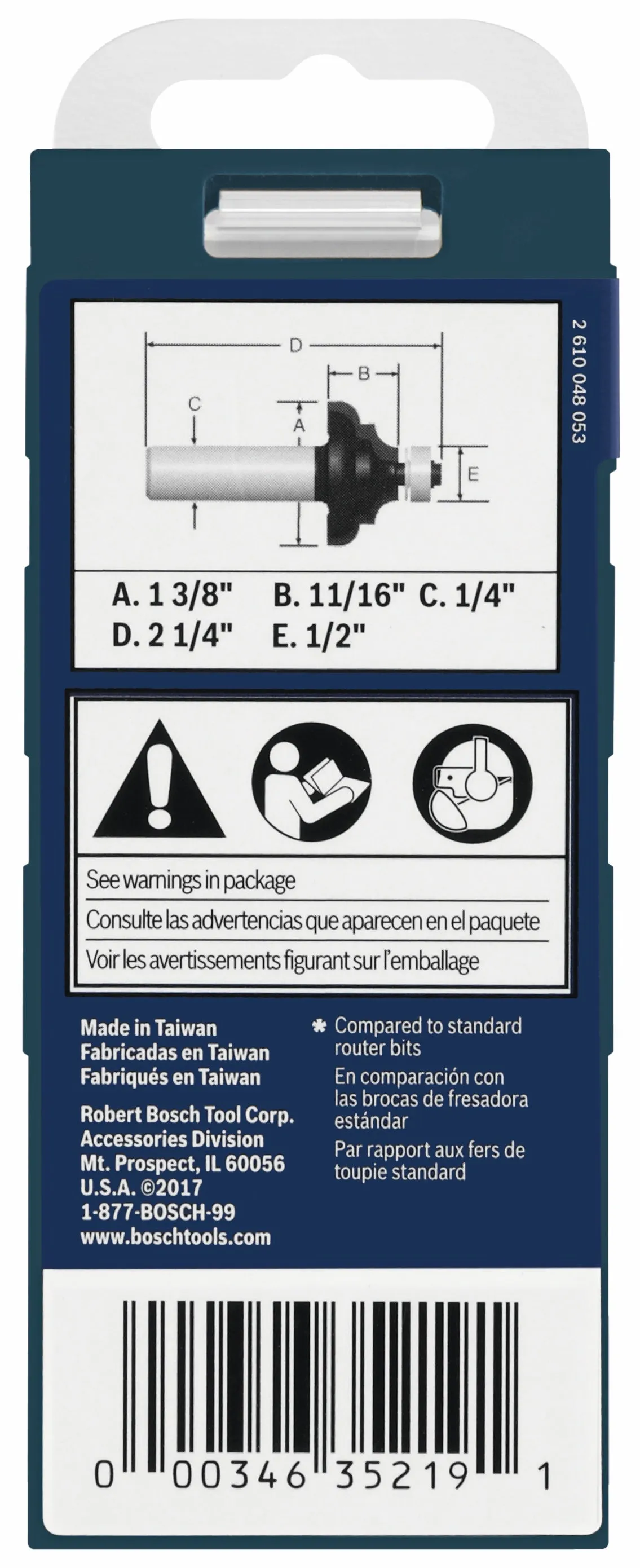 BOSCH 85604MC 1-3/8 In. x 11/16 In. Carbide-Tipped Cove and Bead Router Bit