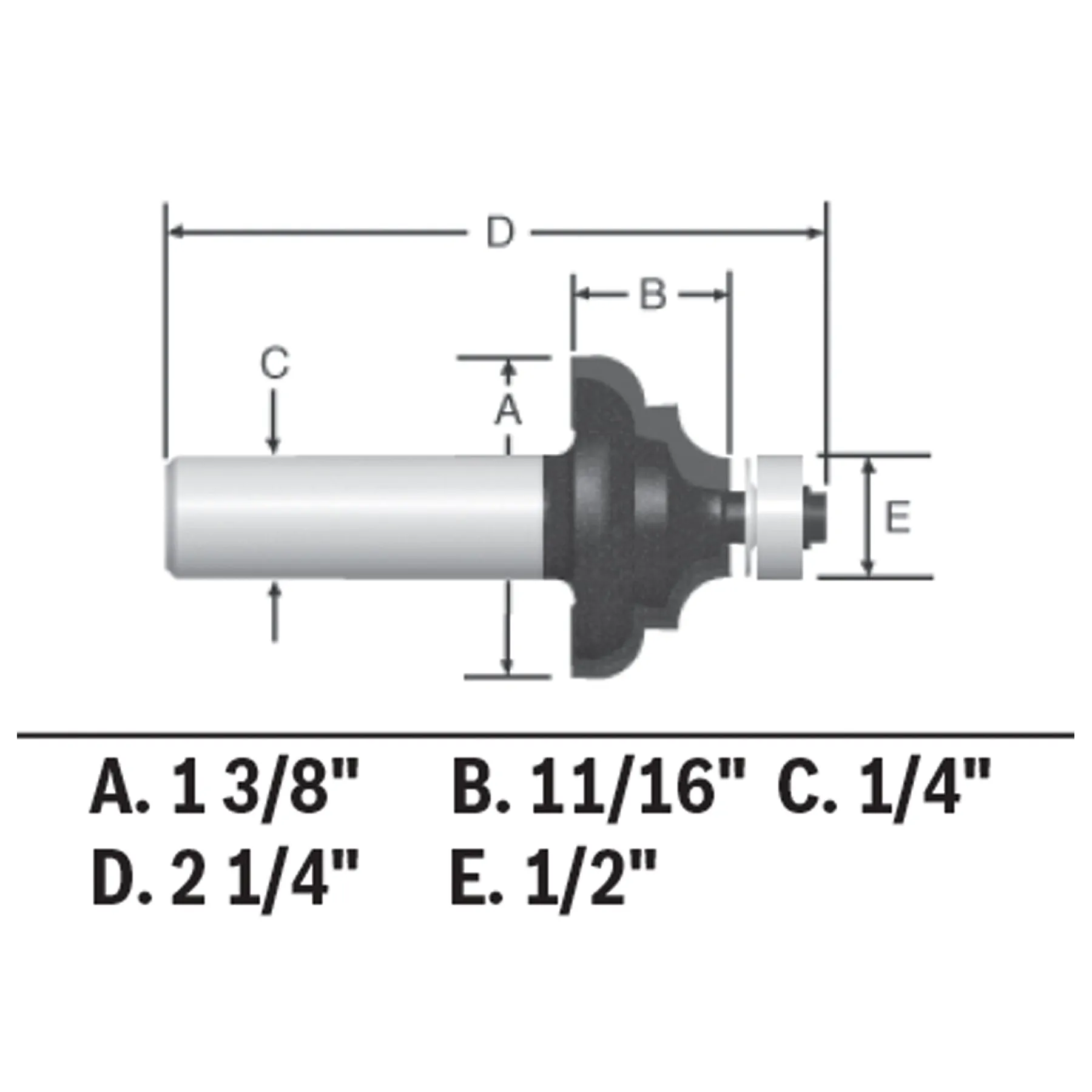 BOSCH 85604MC 1-3/8 In. x 11/16 In. Carbide-Tipped Cove and Bead Router Bit