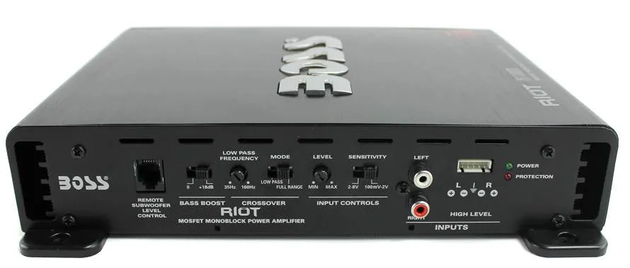 Boss Riot 1100W Monoblock Class A/B Car Amplifier And Sub Bass Remote | R1100M