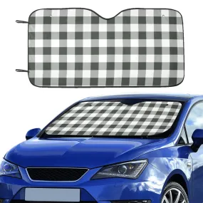 Buffalo Plaid Windshield Sun Shade, Checkered Car Accessories Auto Black White Check Racing Protector Window Visor Cover Screen Decor