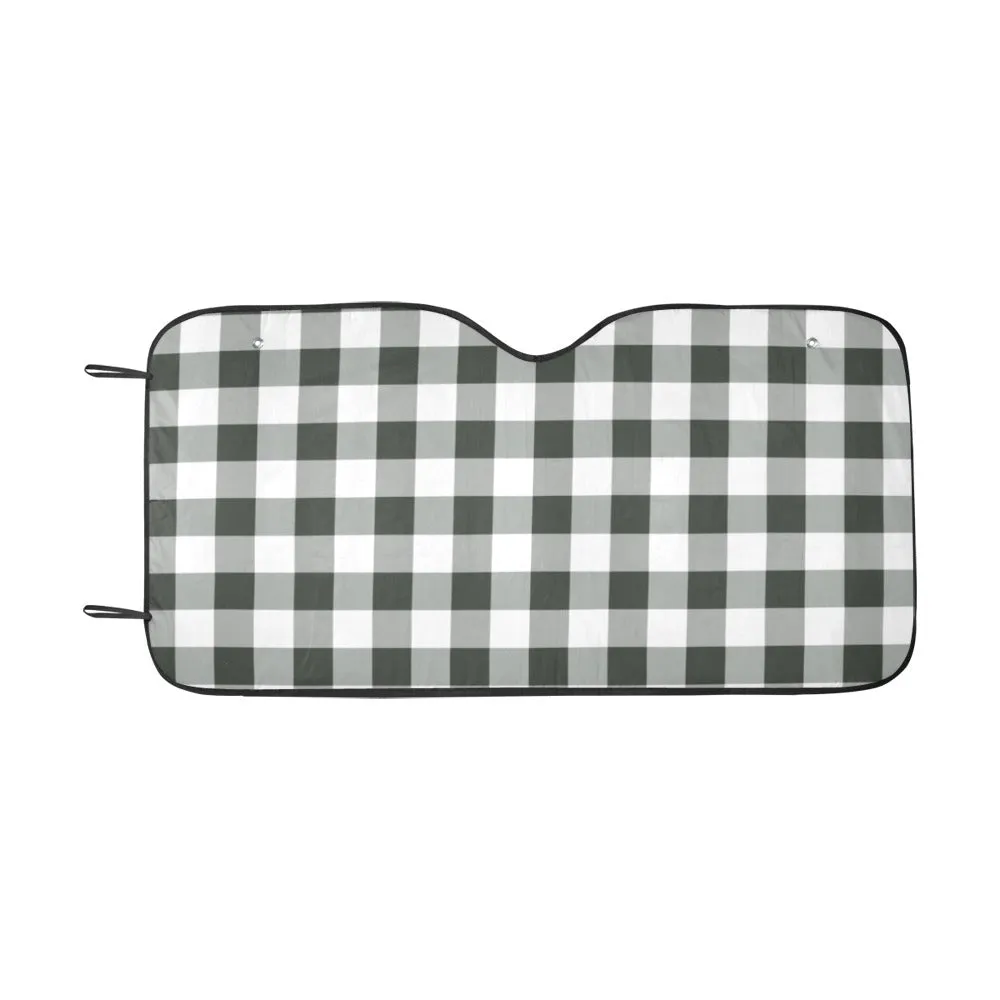 Buffalo Plaid Windshield Sun Shade, Checkered Car Accessories Auto Black White Check Racing Protector Window Visor Cover Screen Decor