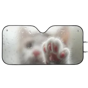 Cat Frosted Glass Car Sun Shade, Funny Kitten Front Windshield Coverings Blocker Auto Protector Window Visor Cover Shield Women SUV Truck